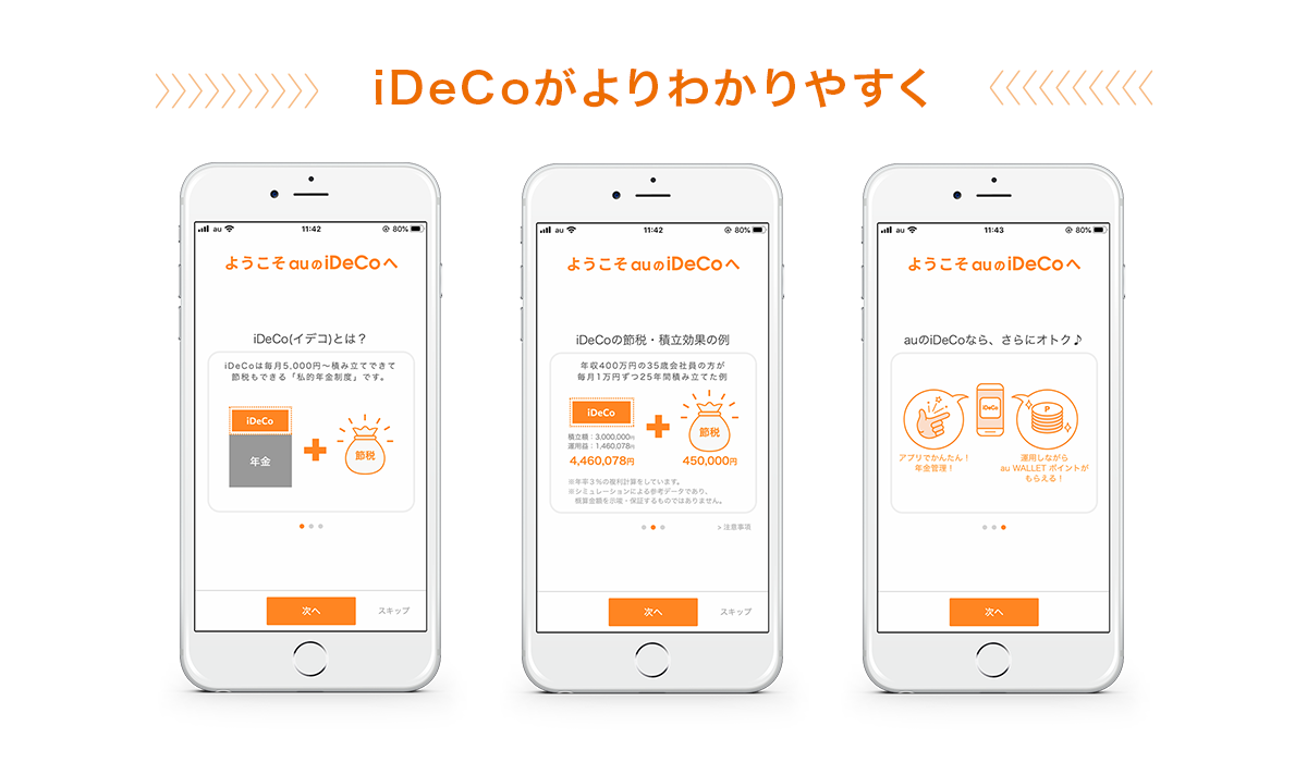 auのiDeCoアプリのリニューアル画面の紹介